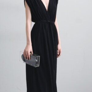 S Norma Kamali Athena Black Gown